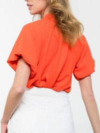 Blue Trim Orange Blouse