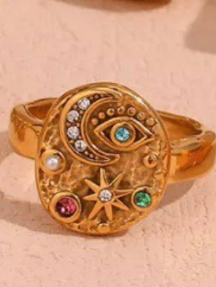 Hammered Star Crystal Ring