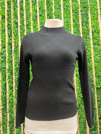 Classic Mock Neck Long Sleeve Knit Sweater