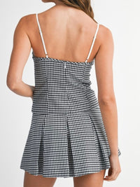 Black White Gingham Plaid Skirt