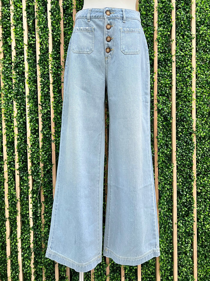 Front Pocket Wide Leg Denim