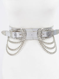 Metallic Double Buckle Chain Belt