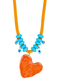 Coastal Heart Charm Beaded Necklace