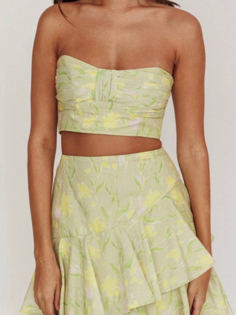 Beautiful Green Tea Maxi Skirt Set