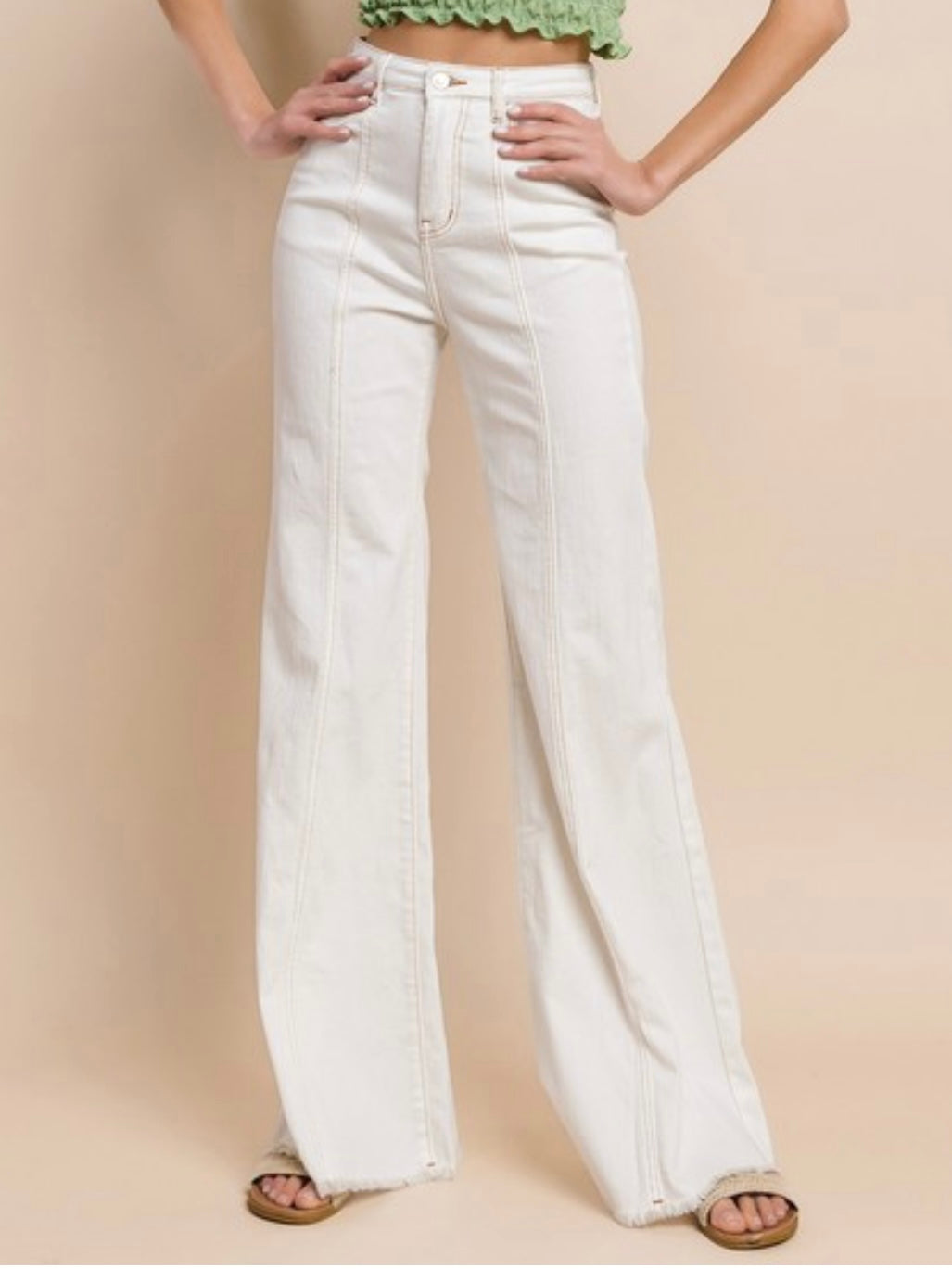 Front Stitch Wide Leg Palazzo Denim