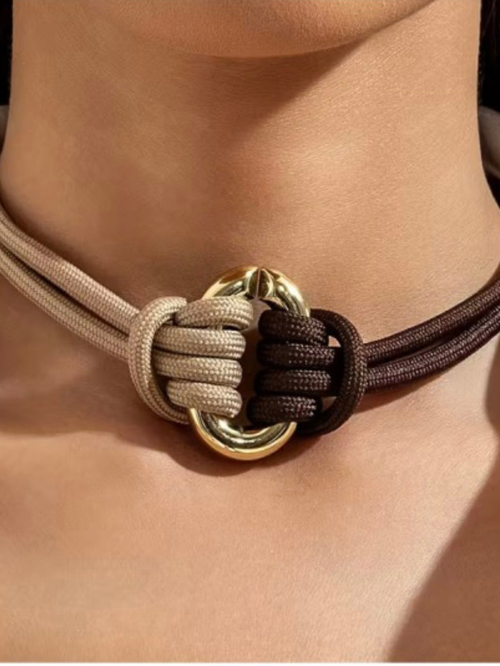 Gold Hoop Rope Necklace
