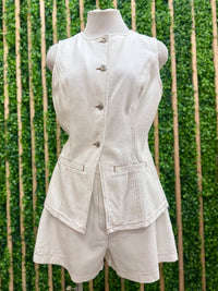 Ivory Tailored Structured High-Waist Shorts