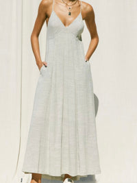 Natural Linen Striped maxi Dress
