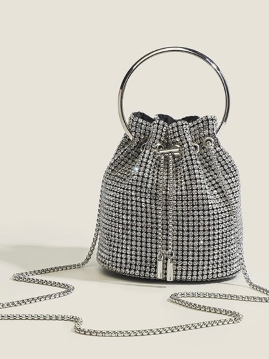 Crystal Embellished Small bucket Bag