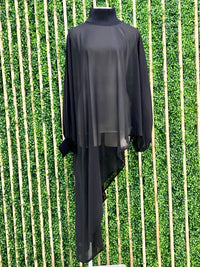 Chiffon High Neck Unbalanced Loose Fit Blouse