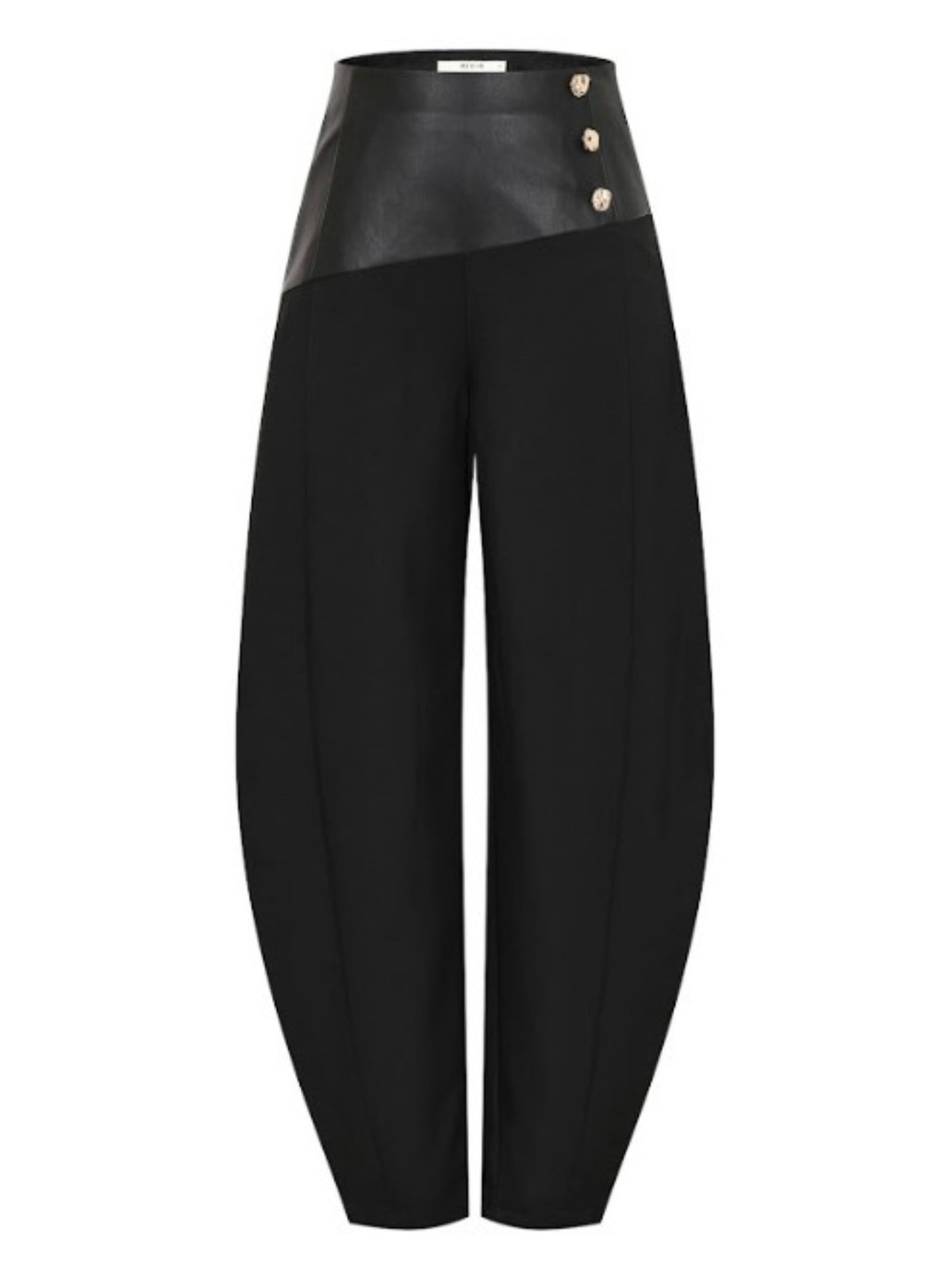 Leather Contrast Uptown Luxe Barrel Pants