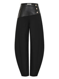 Leather Contrast Uptown Luxe Barrel Pants