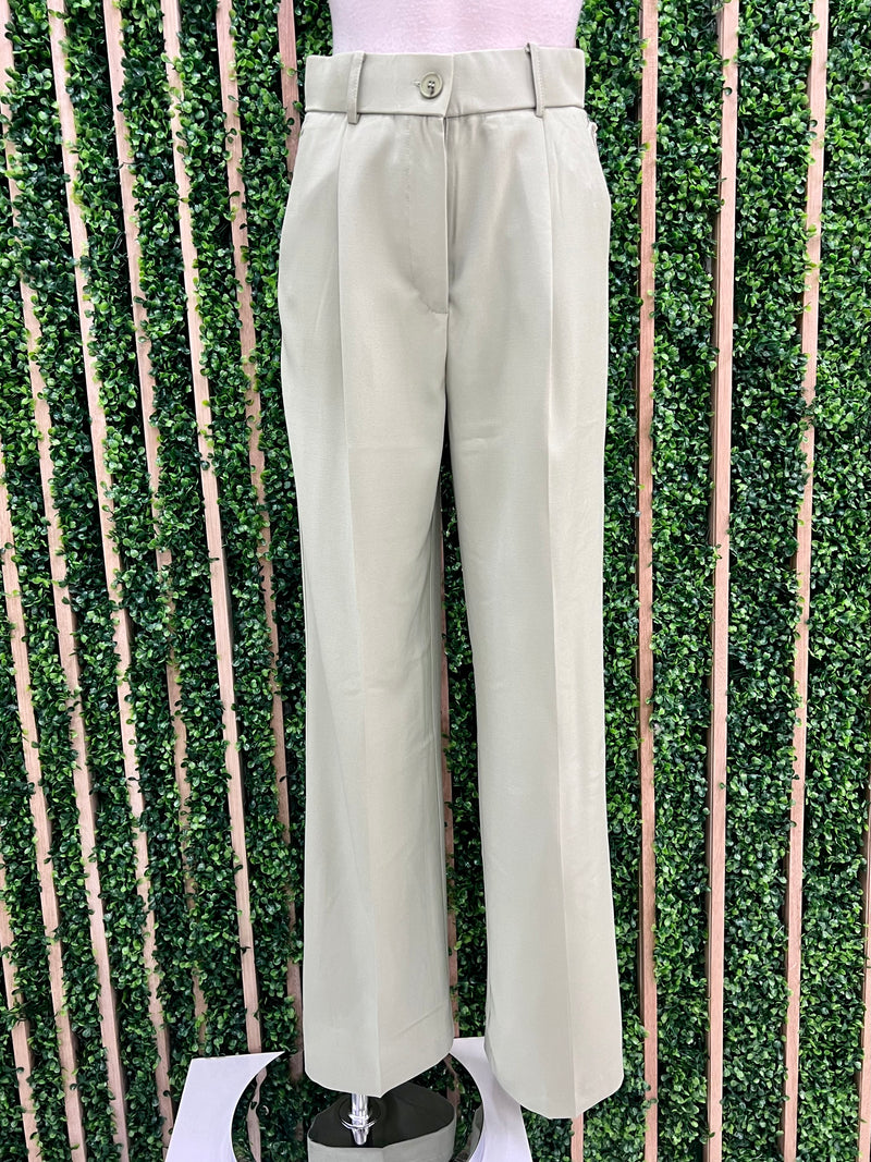 Twill Wide Leg High Waist Pant