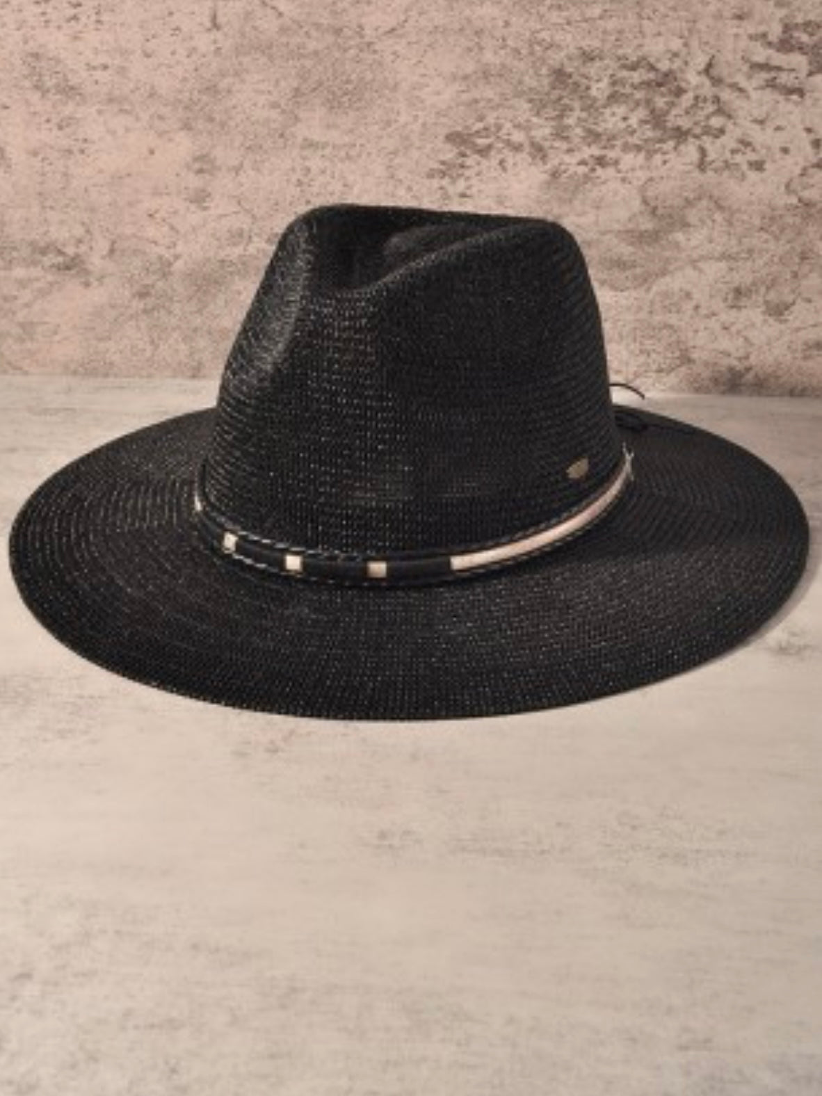Structured Stiff Wide Brim Fedora Hat with Beaded Band