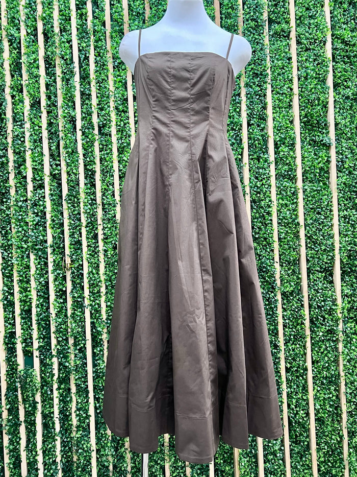Beautiful Chocolate Contour Strapless Midi Dress