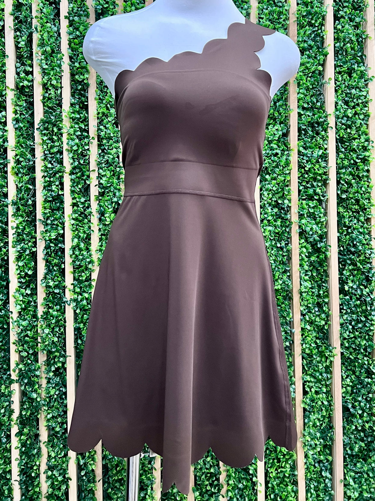 Lycra Scalloped One Shoulder Skort Dress