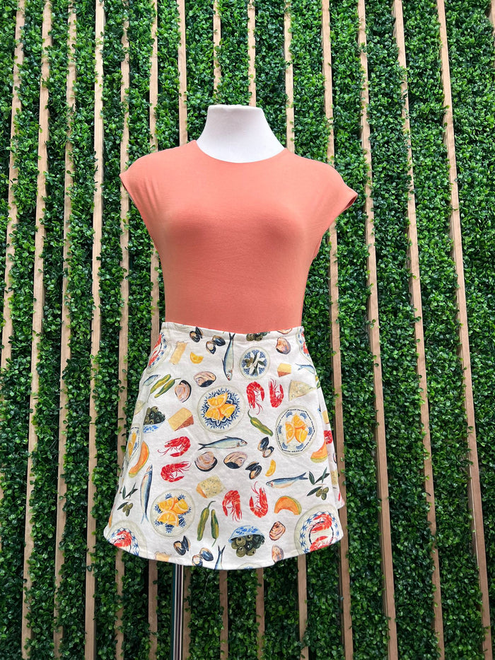 Mediterranean Food Printed Skort