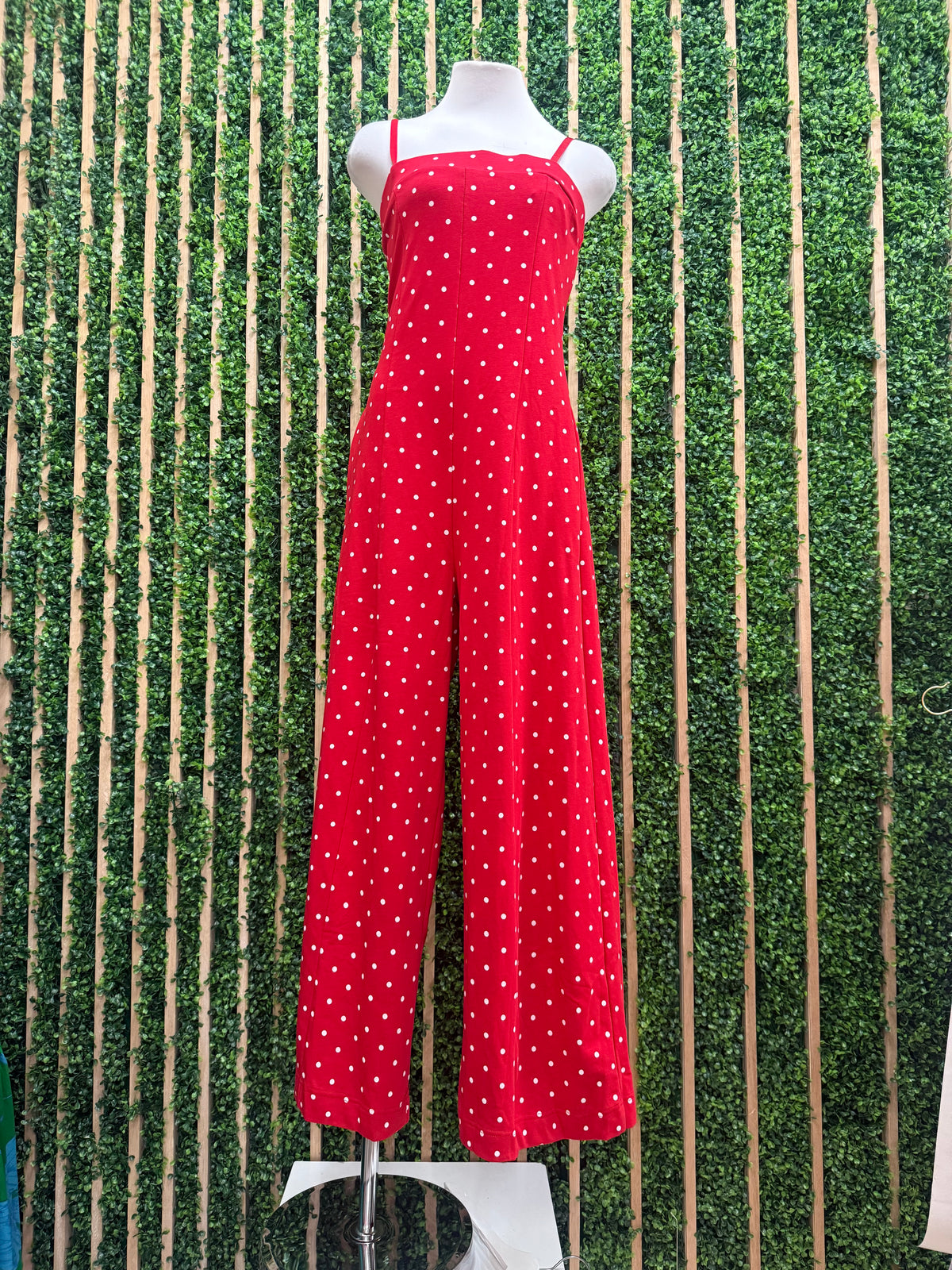 Red Polka Dot Wide Leg Jumpsuit