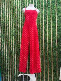 Red Polka Dot Wide Leg Jumpsuit