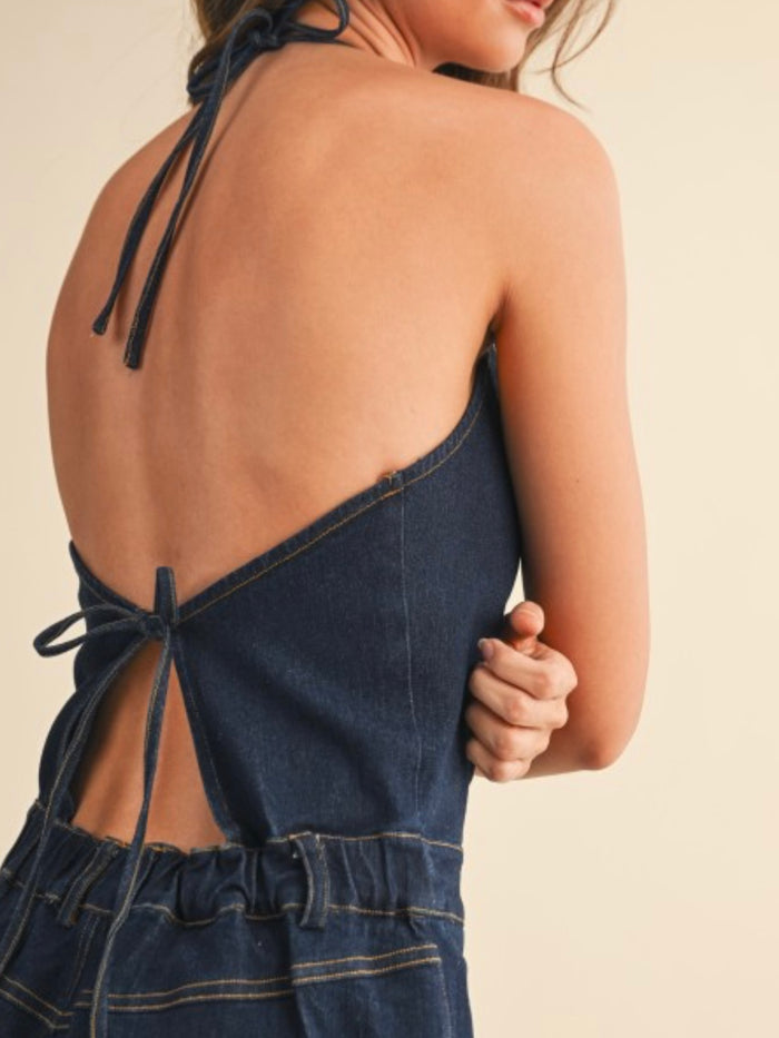 Dark Denim Barrel Jumpsuit