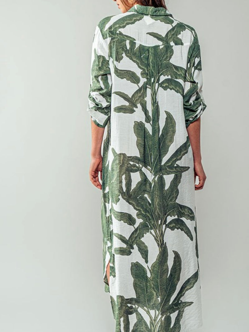 Palms Blouse Midi Dress