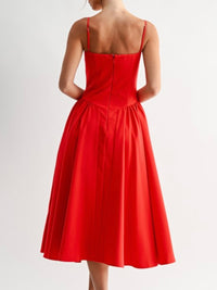Red Sweetheart Bustier Midi Dress