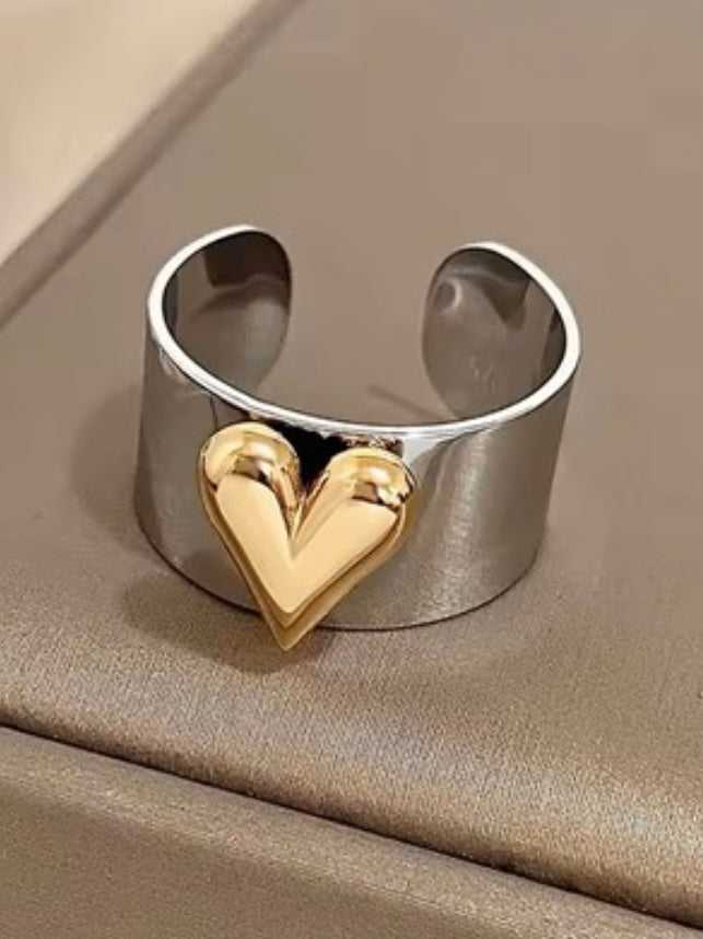 Stainless Steel Heart Detail Ring