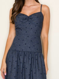 Navy Dots Sweetheart Midi Dress