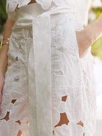Beautiful White Cutout Floral Lace Pant
