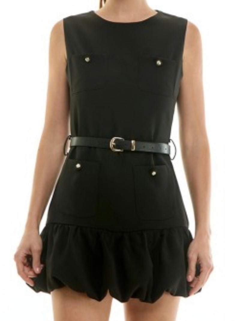 Beautiful Black Tweed Fitted Dropwaist Short Dress