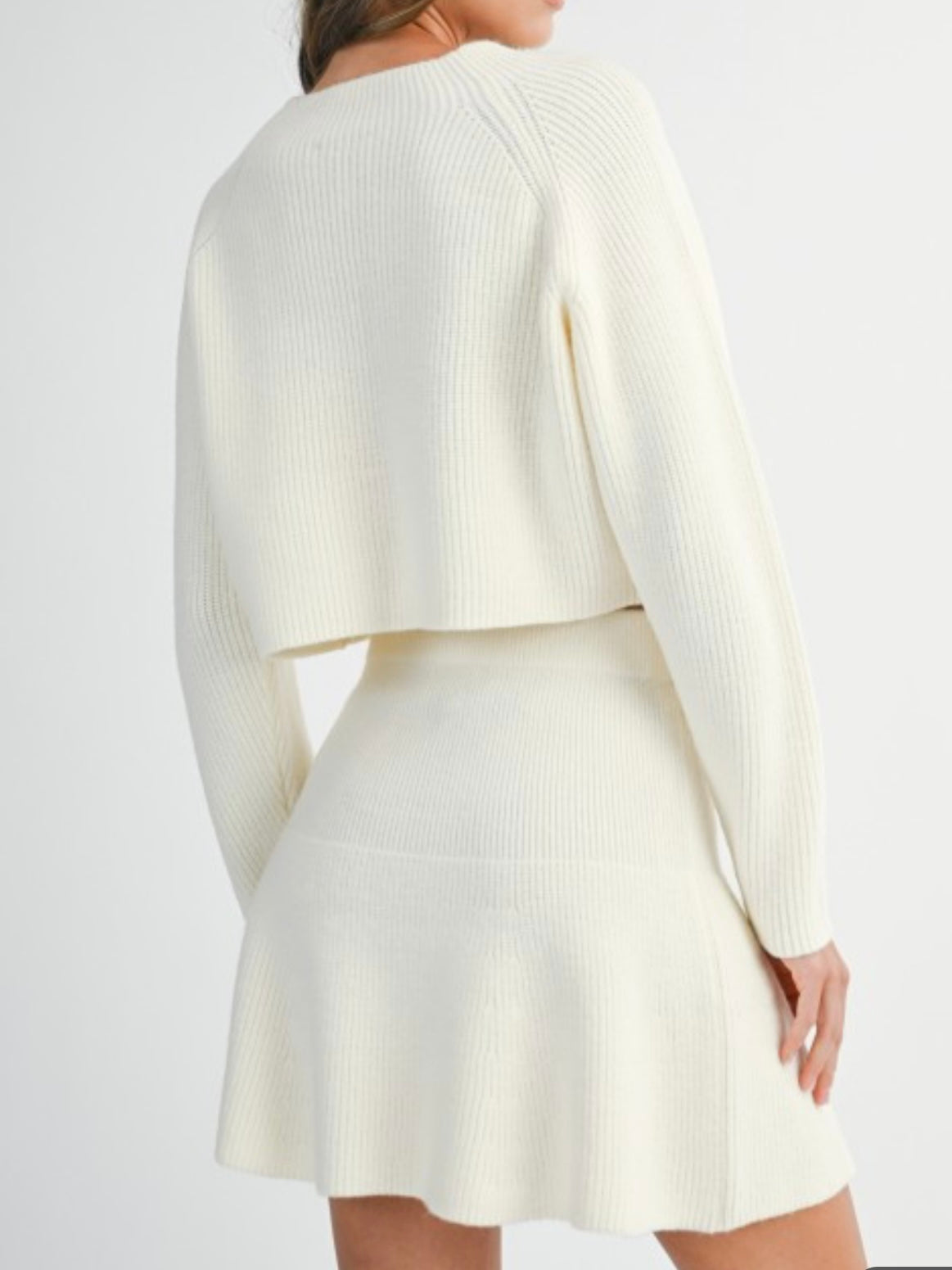 Long Sleeve Sweater Short Skirt Set