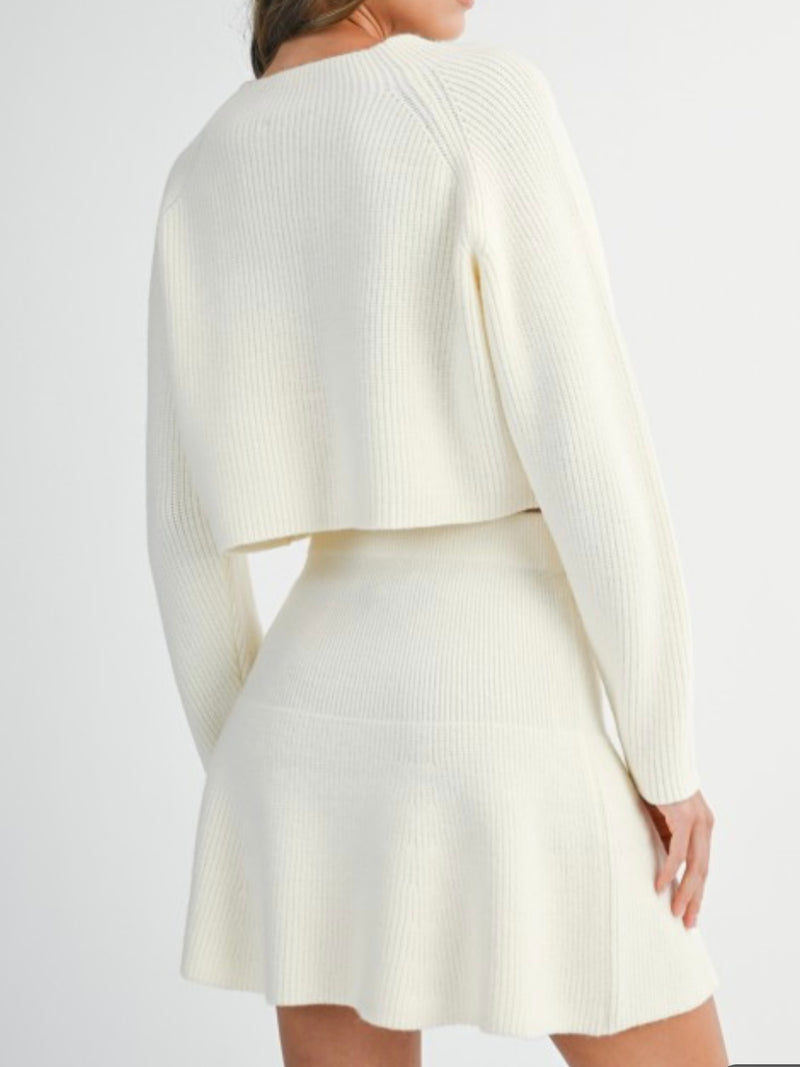 Long Sleeve Sweater Short Skirt Set