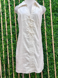 Front Bow Accent Sleeveless Collared Short Dress