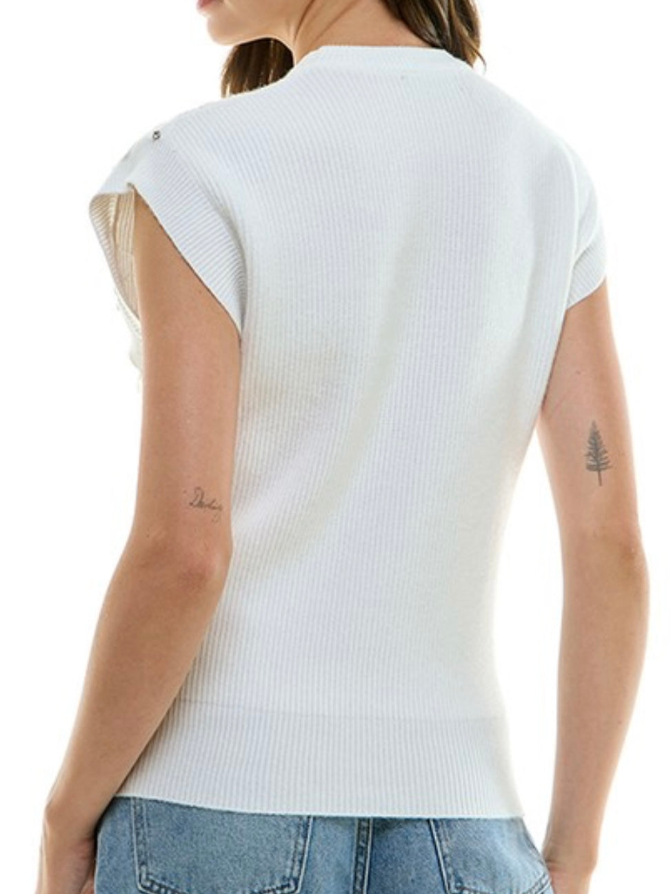 Crystal Embellished Sleeveless Sweater