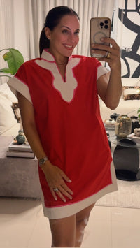 Neon Red And Pink Escape Shift Dress