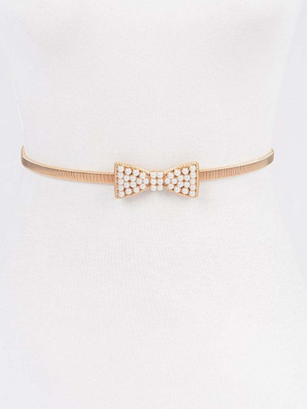 Pearl Bow Detail Elastic Belt