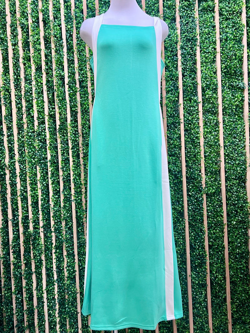 Green Side Stripe Trim Modal Maxi Dress