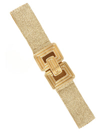 Ribbed Square Buckle Raffia Belt