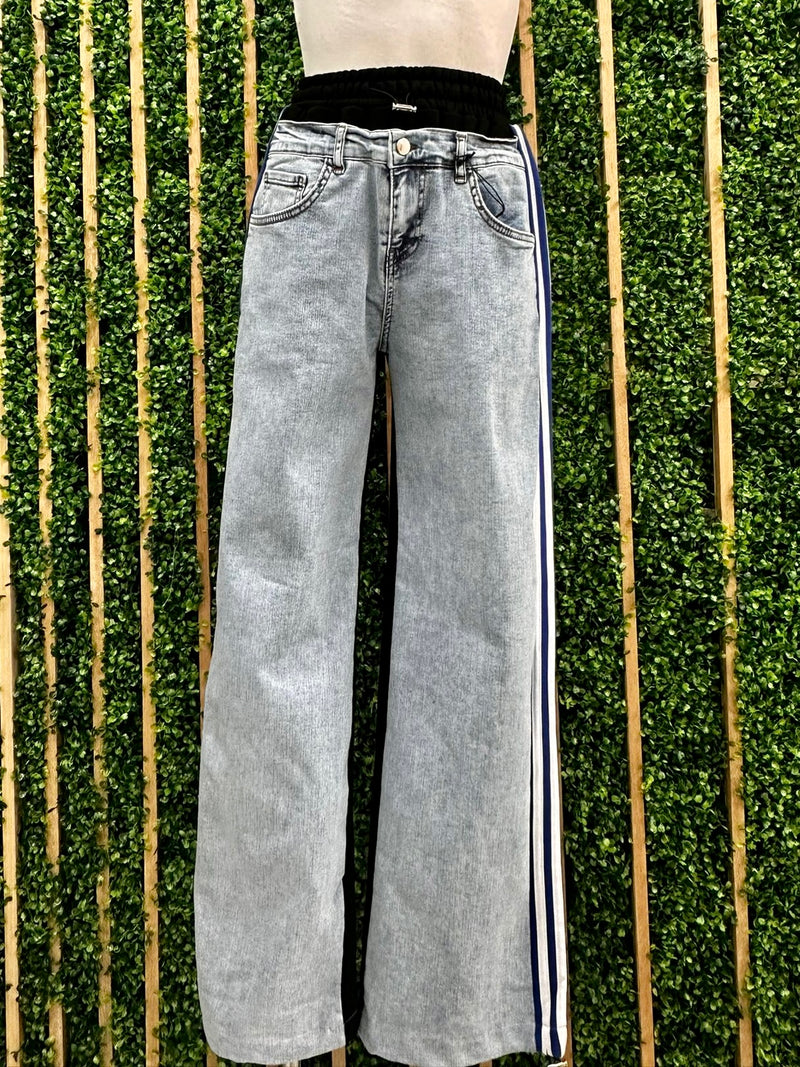 Blue Side Stripe Track Jeans