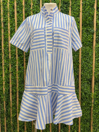 Striped Drop Waist Blouse Dress