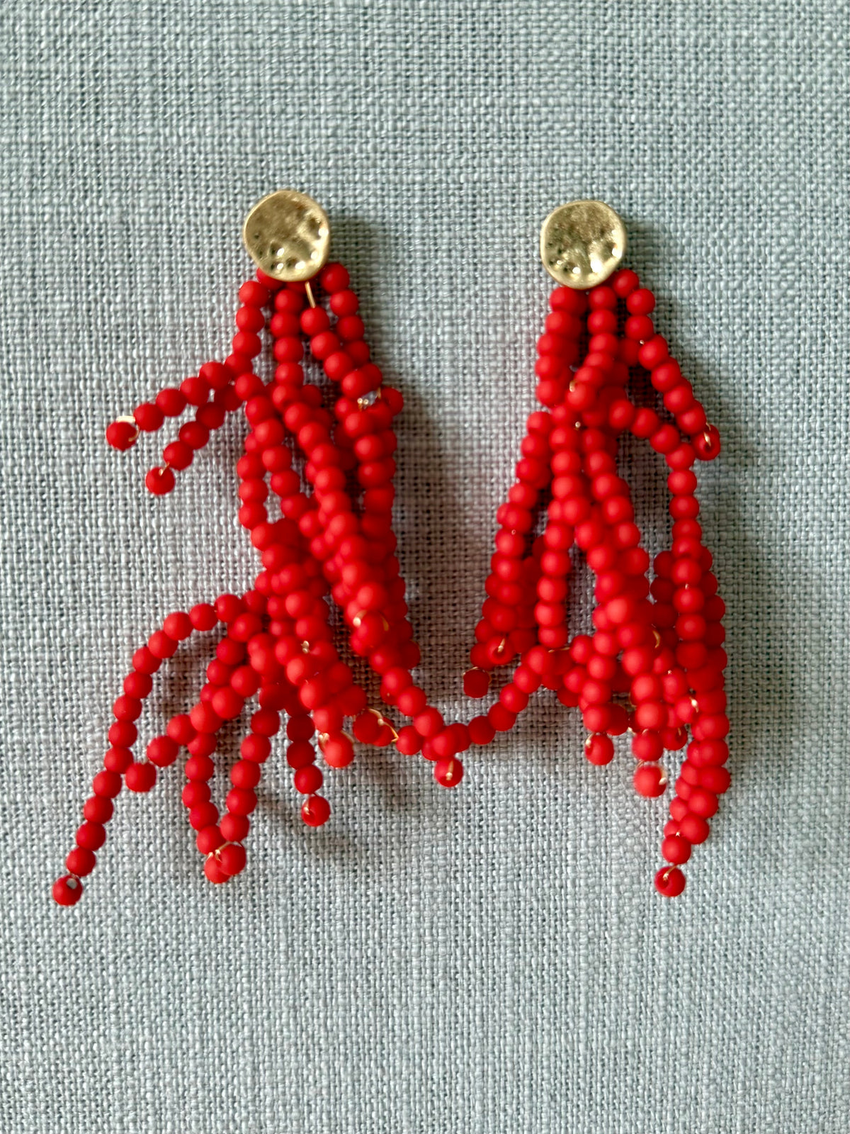 Multi Bead Coral Drop Earrings