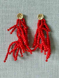Multi Bead Coral Drop Earrings
