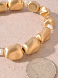 Fresh Water Pearl Gold Pebble Bracelet Set