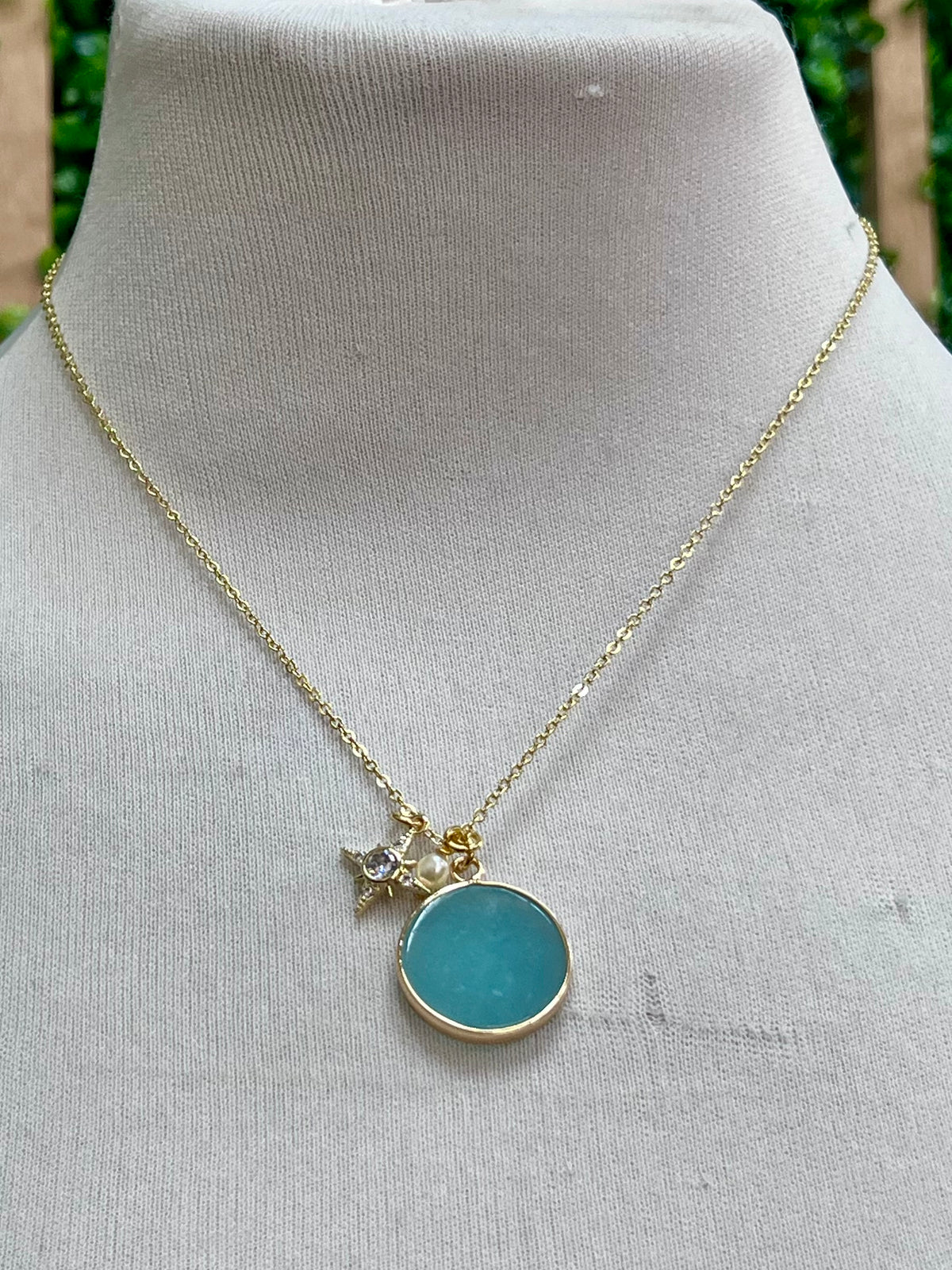 VB Gold Starburst and Quartz Necklace