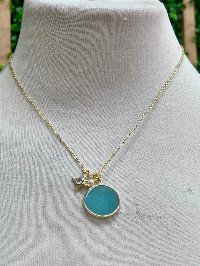 VB Gold Starburst and Quartz Necklace