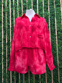 Sunset Tie-Dye Button-Up Shirt & Shorts Set