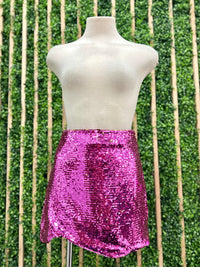 Asymmetrical Hem Sequin Mini Skirt