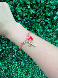 Colorful Cord Rhinestone Star Cross Bracelet
