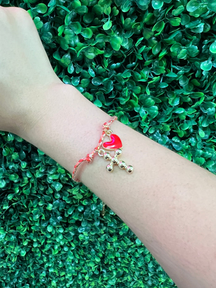 Colorful Cord Rhinestone Star Cross Bracelet