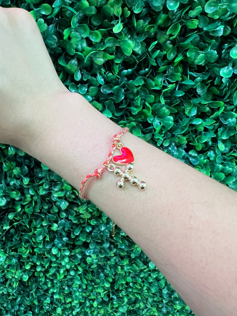 Colorful Cord Rhinestone Star Cross Bracelet